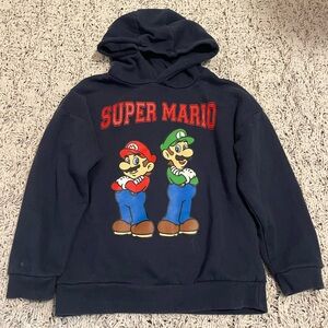 Nintendo Super Mario Navy Blue Hoodie with Red, Green, Blue Graphics